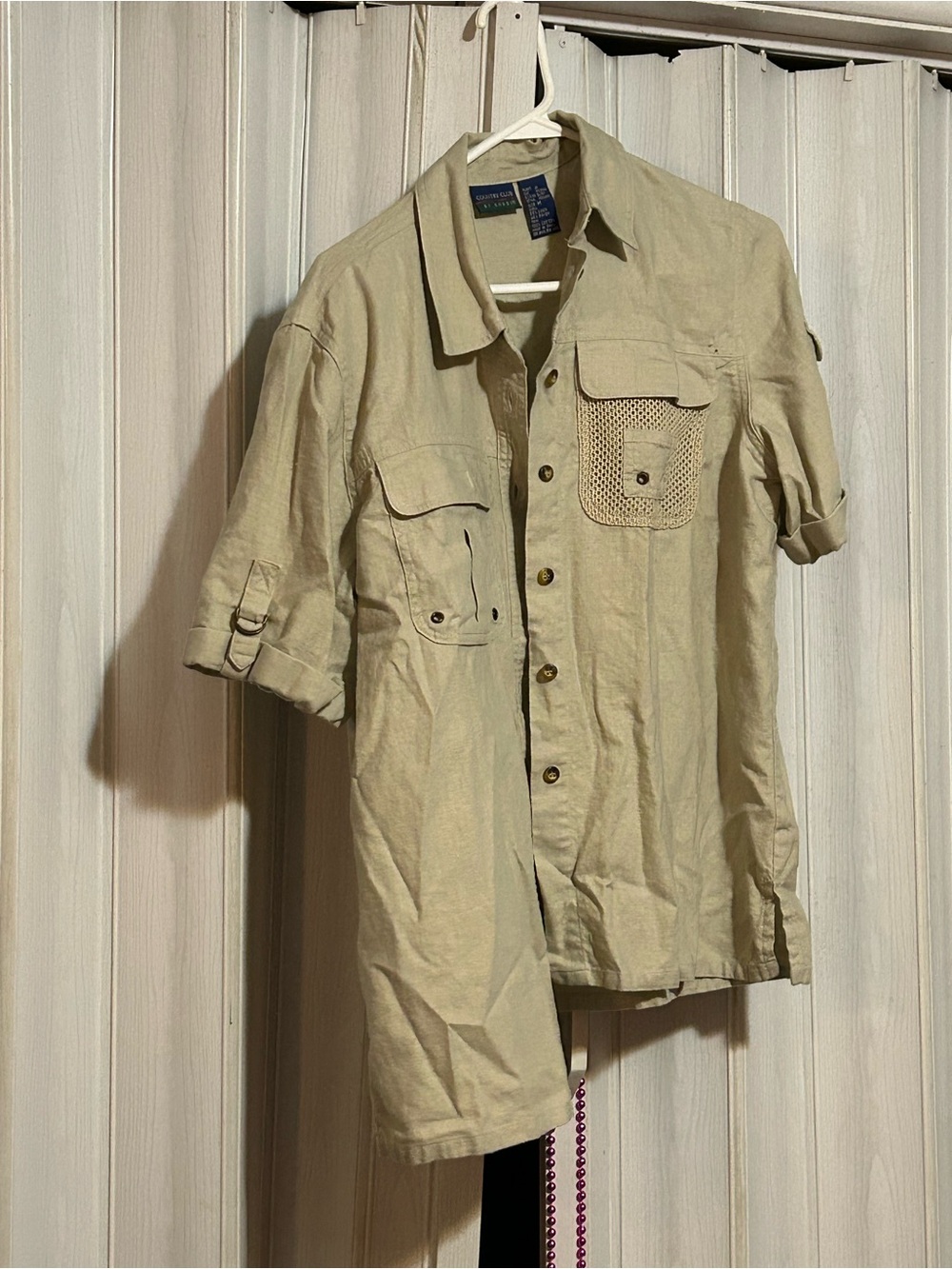 Koret Lightweight Short-Sleeve Utility Shirt Jacket in Beige